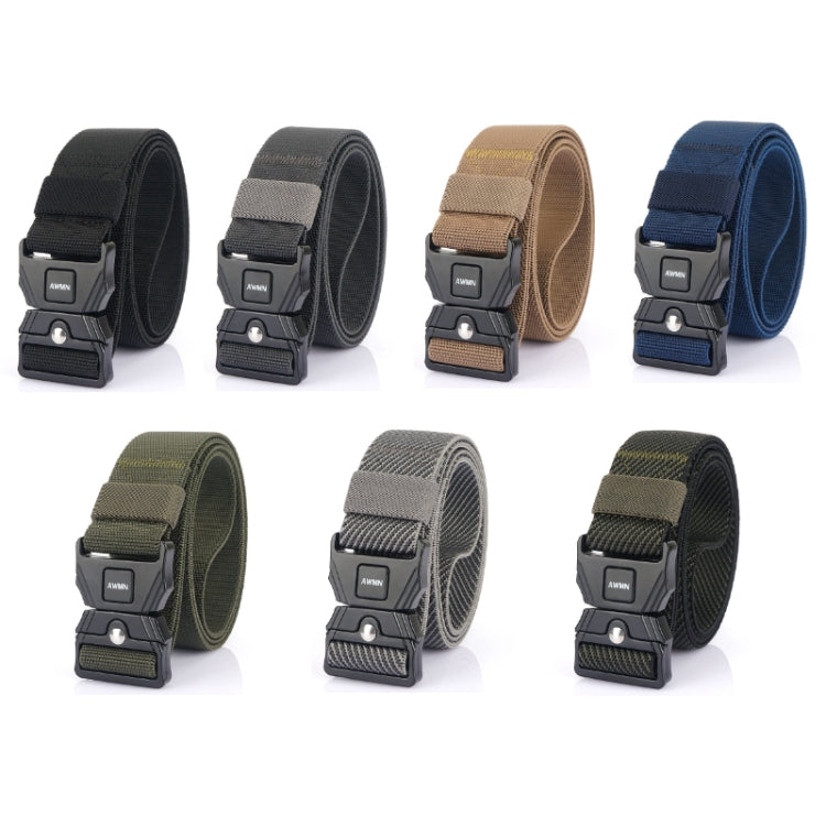 AWMN Men Outdoor Sports Alloy Snap Buckle Elastic Belt, Length:, 125cm