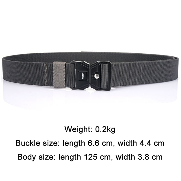 AWMN Men Outdoor Sports Alloy Snap Buckle Elastic Belt, Length:, 125cm