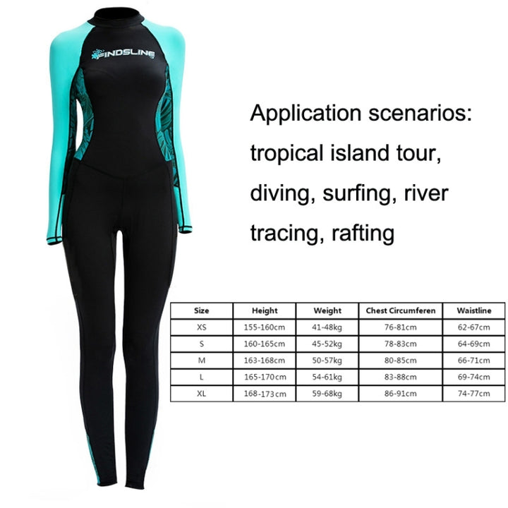 FINDSLINE  Lycra Diving Cloth Female Thin Quick-Dry Waterproof Full Body Sunblock Wetsuit, XS, S, M, L, XL