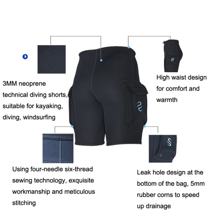 SLINK Dive Pocket Shorts Rafting Rowing Pants, S, M, L, XL, XXL, XXXL