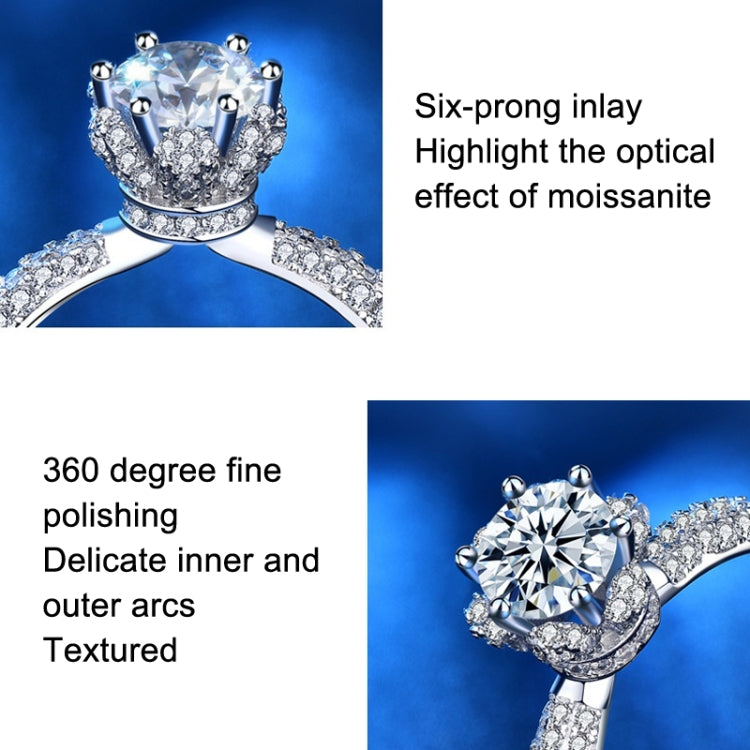 XJZ012 925 Sterling Silver Moissanite Ring Crown Ring Engagement Jewelry, 5, 6, 7, 8