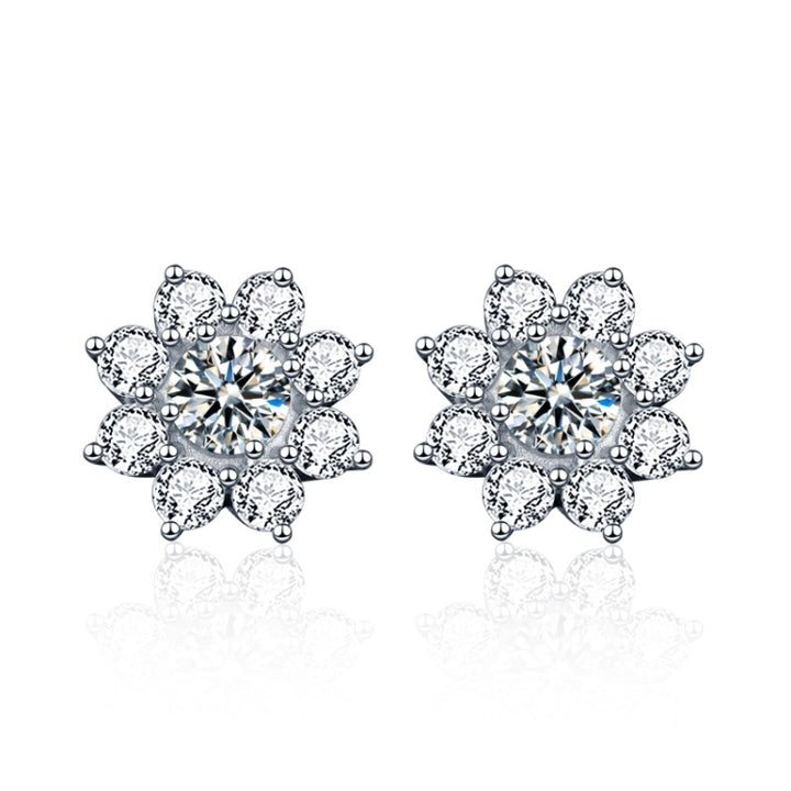 XEZ002 925 Silver Sun Flower Earrings Moissanite Diamond Personal Earrings, XEZ002