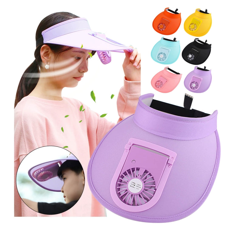 USB Rechargeable Fan Hat Summer Sunshade Large Brim Empty Top Sun Hat, Black, Sky Blue, Pink, Violet, Fluorescent Yellow, Orange Red