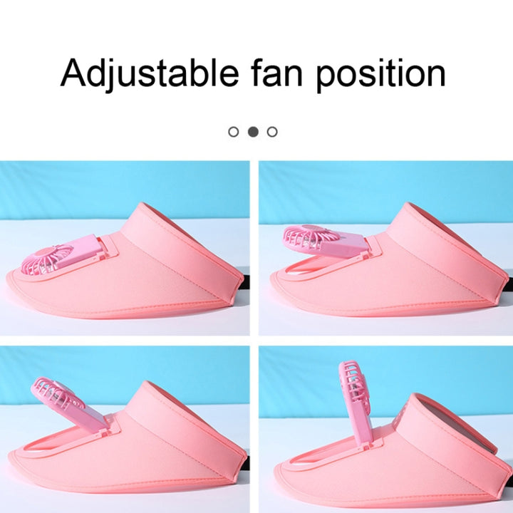 USB Rechargeable Fan Hat Summer Sunshade Large Brim Empty Top Sun Hat, Black, Sky Blue, Pink, Violet, Fluorescent Yellow, Orange Red