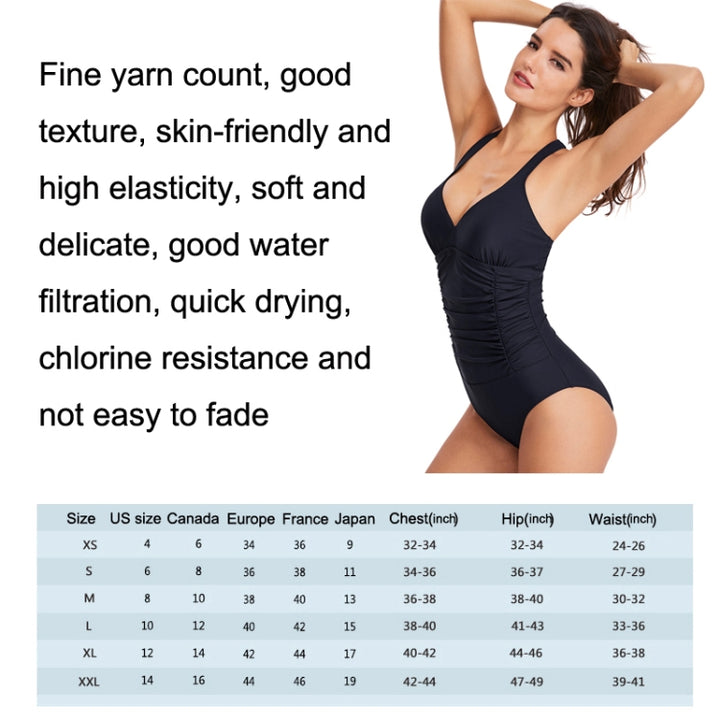 HS18110 Women Belly Cover One-Piece Swimsuit With Chest Pad, S, M, L, XL