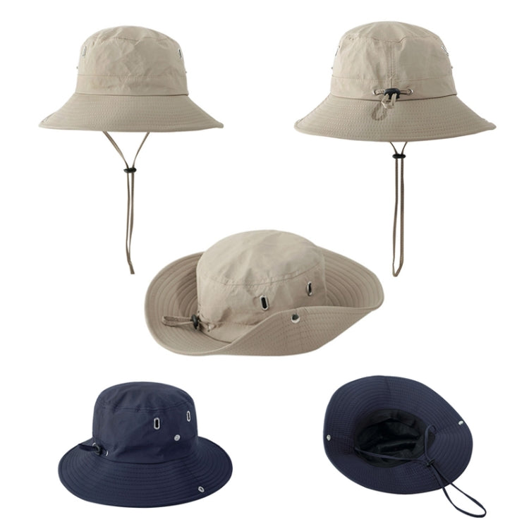 Versatile Breathable Sunscreen Drawstring Fisherman Hat, Khaki, Black, Grey, Coffee, Dark Blue, Army Green