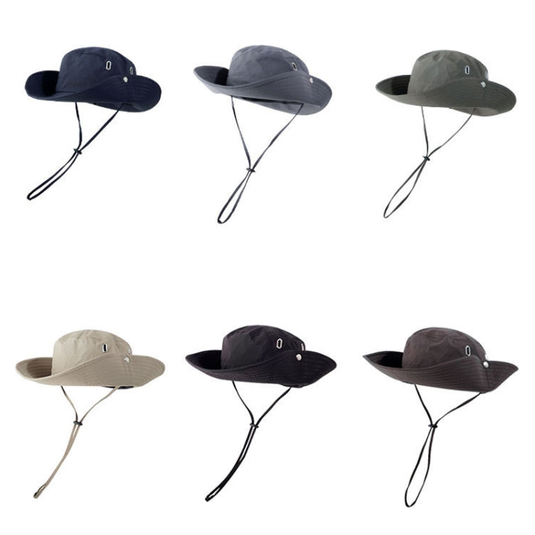 Versatile Breathable Sunscreen Drawstring Fisherman Hat, Khaki, Black, Grey, Coffee, Dark Blue, Army Green