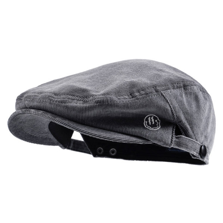 Reverse Letter Beret Corduroy Street Retro Hat, Blue, Black, Grey, Coffee, Deep Gray