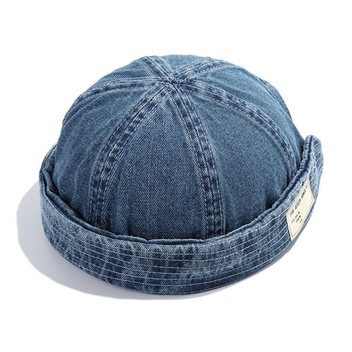 GEGEEN DOMOG Cowboy Landlord Hat Literary Melon Cap Retro Sailor Hat, Denim Blue