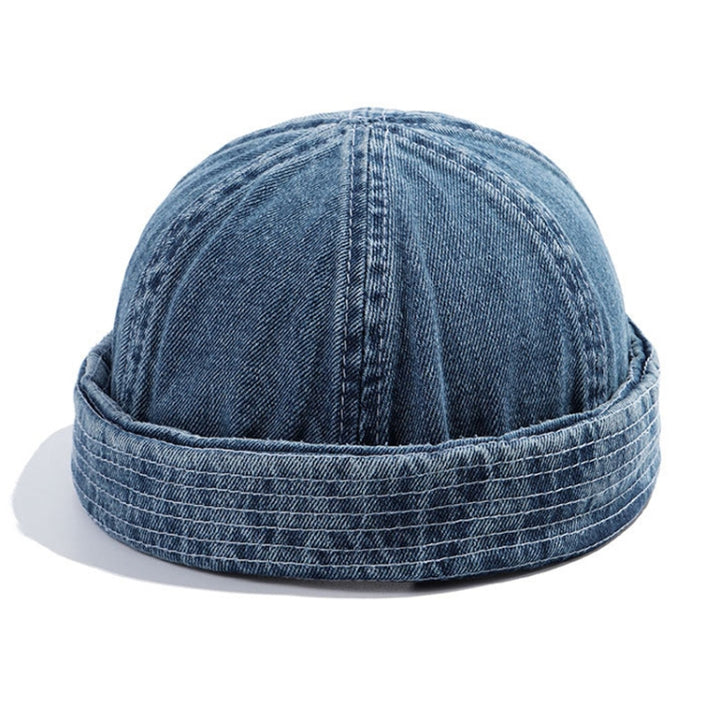 GEGEEN DOMOG Cowboy Landlord Hat Literary Melon Cap Retro Sailor Hat, Denim Blue