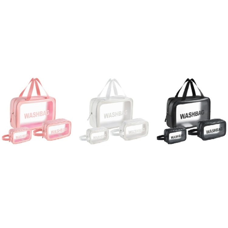 PVC Transparent Waterproof Portable Cosmetic Bag, Size:, L (Pink), L (Black), L (White), M (Pink), M (Black), M (White), S (Pink), S (Black), S (White)