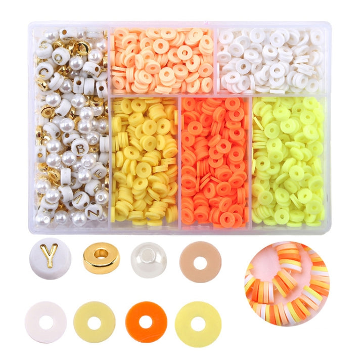 6 Grids / Box Soft Pottery Beading Set DIY Bracelet Necklace Making, Mixed, Orange, Black, Purple, Blue, Green, Pink