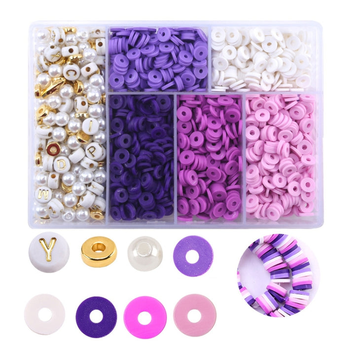 6 Grids / Box Soft Pottery Beading Set DIY Bracelet Necklace Making, Mixed, Orange, Black, Purple, Blue, Green, Pink