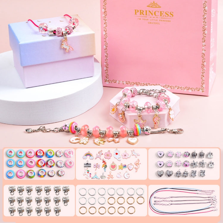 Kids DIY Beaded Bracelet Kids Jewelry Accessories, Rainbow Sugar With Storage Box, Heart of  Ocean With Storage Box, Sakura Pink With Storage Box, Rainbow Sugar Without Box, Heart of  Ocean Without Box, Sakura Pink Without Box