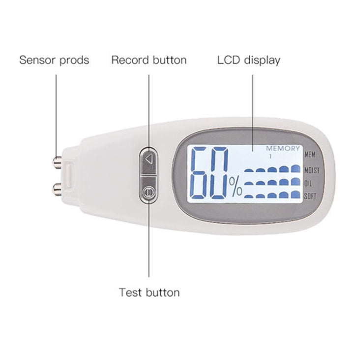 LCD Digital Skin Analyzer Facial Moisture Tester, White