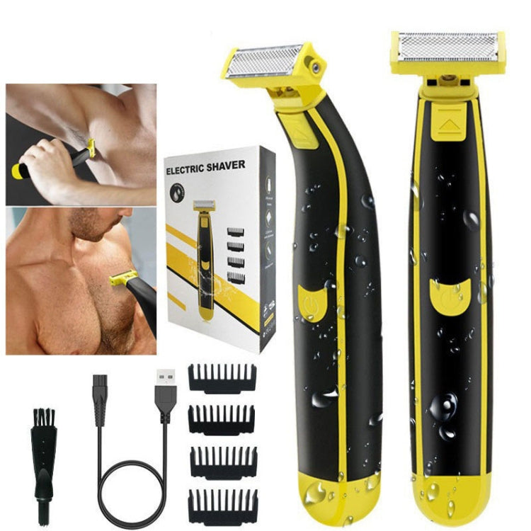 Electric Razor Portable USB Rechargeable Men Shaver, Yellow Black