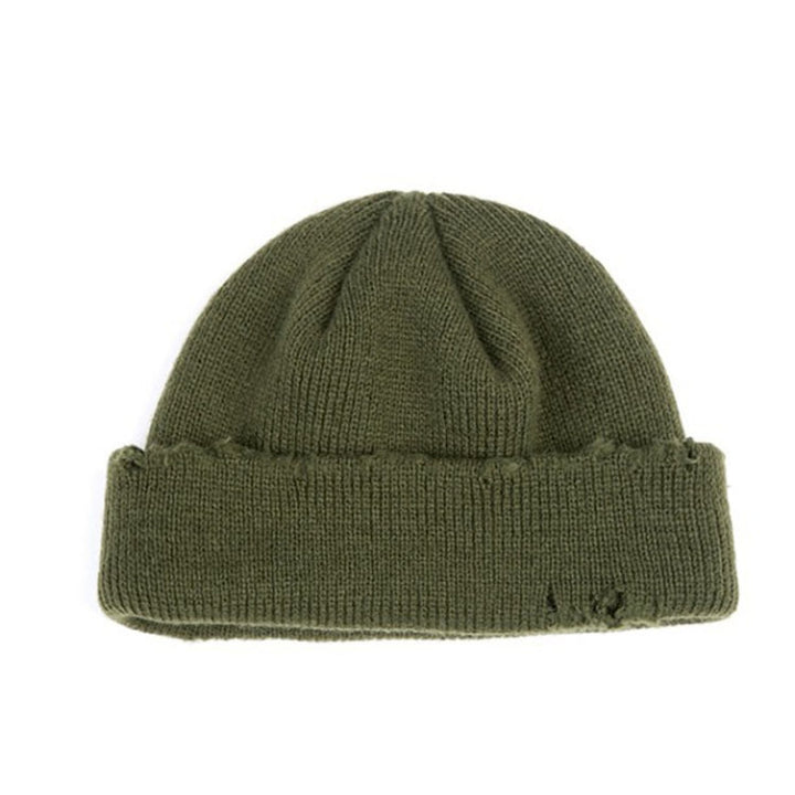 Ripped Beggar Knitted Hat Punk Autumn and Winter Woolen Cap, Green, Black, Grey