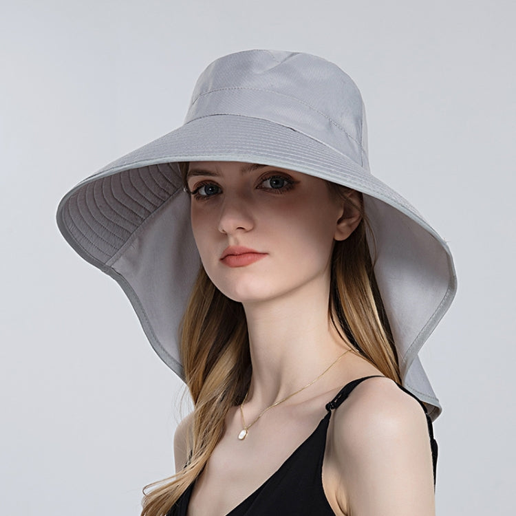 8112 Ladies Sunshade Large Brim Ponytail Bucket Hat, 8112 Black, 8112 Pink, 8112 Grey, 8112 Khaki, 8112 Beige