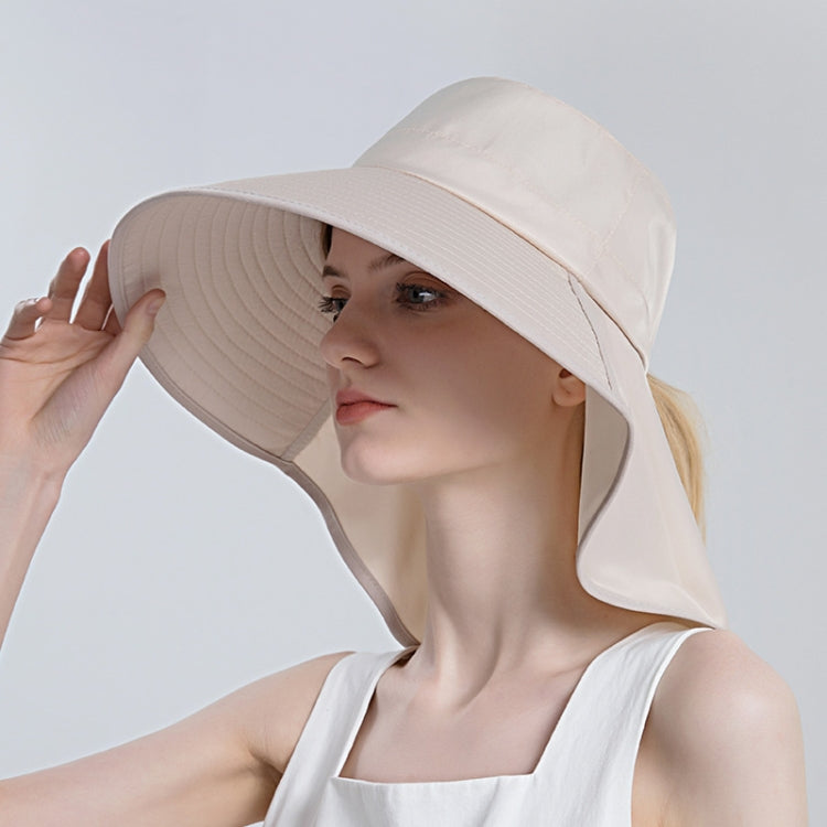 8112 Ladies Sunshade Large Brim Ponytail Bucket Hat, 8112 Black, 8112 Pink, 8112 Grey, 8112 Khaki, 8112 Beige