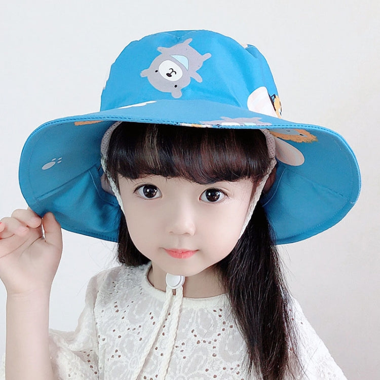 1015 Summer Children Sun Hat Outdoor Sun Protection Bucket Hat With Shawl, 1015 Yellow, 1015 Blue, 1015 Pink, 1015 Orange