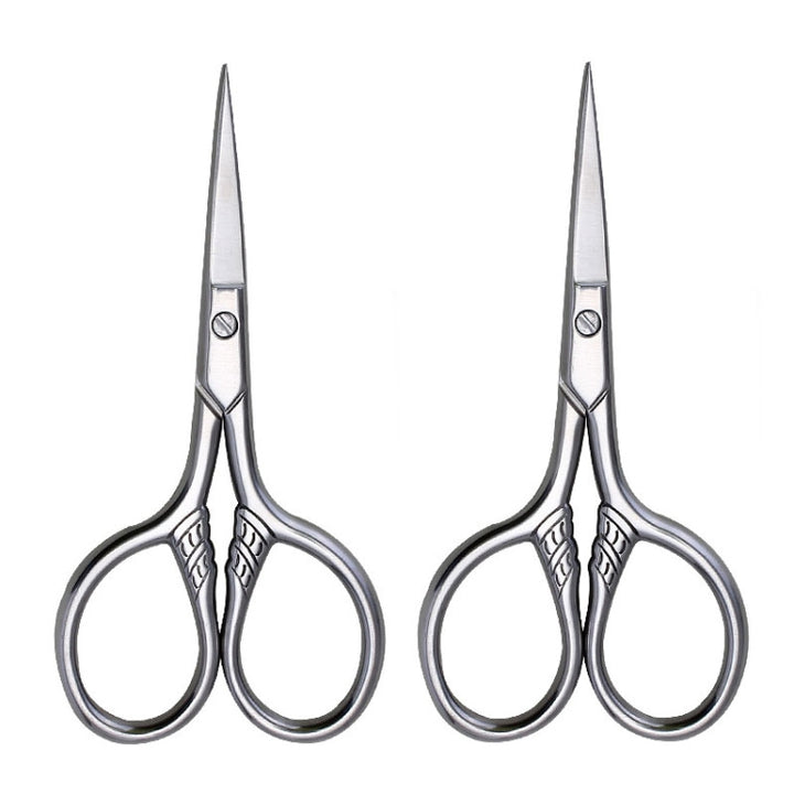 2 PCS Beard Scissors Cosmetic Small Scissors Makeup Small Tools, 2 PCS Pointed Head, 2 PCS Round Head