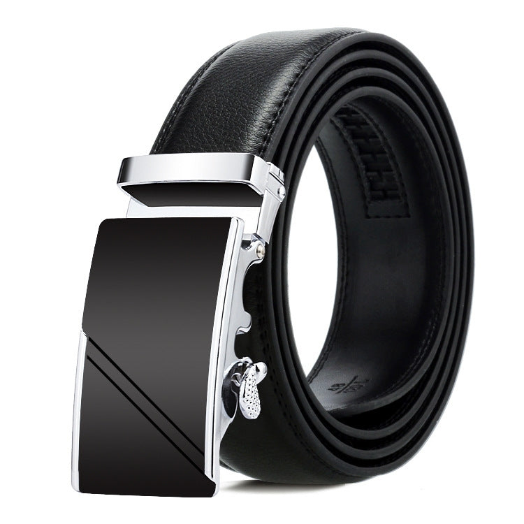 Dandali Casual Men Automatic Buckle Belt Business Soft Leather Pants Band, 110cm