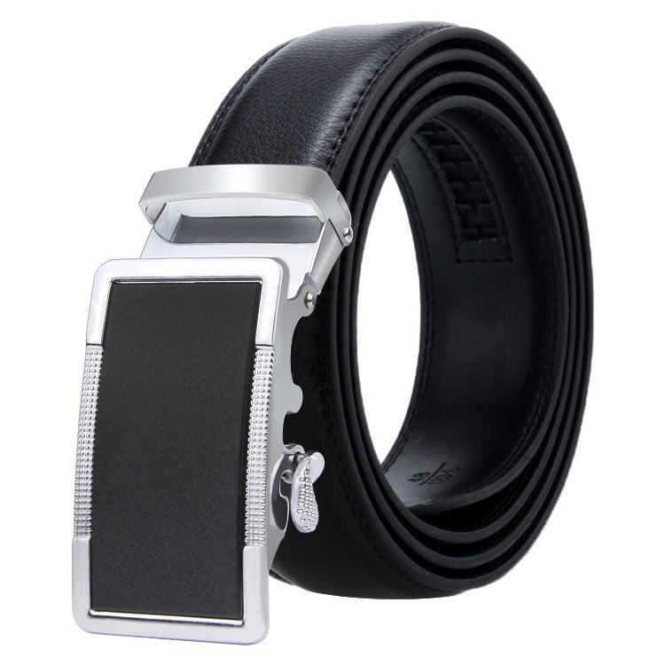 Dandali Casual Men Automatic Buckle Belt Business Soft Leather Pants Band, 110cm