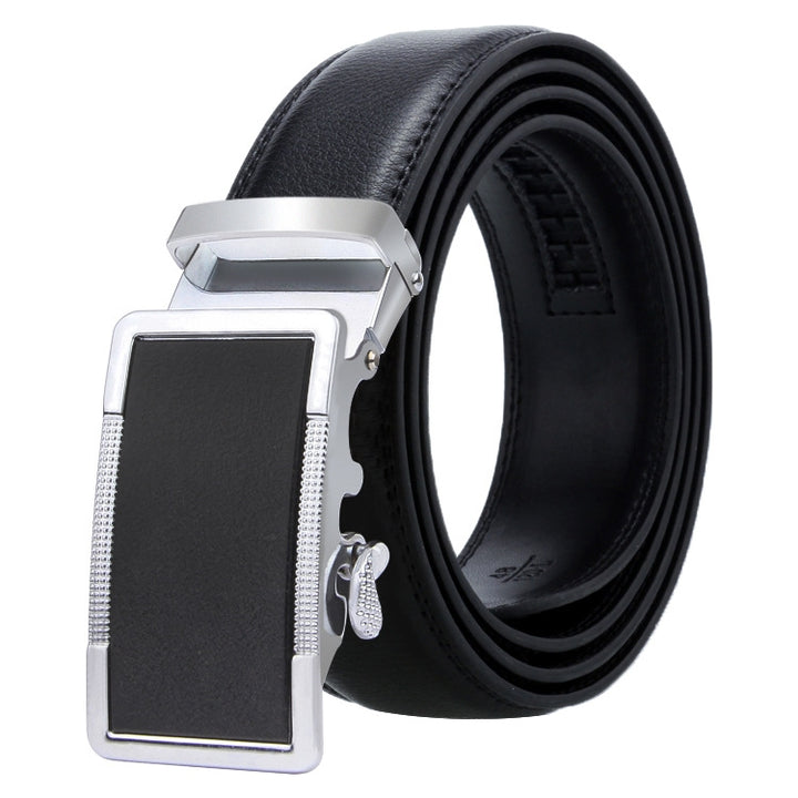 Dandali Casual Men Automatic Buckle Belt Business Soft Leather Pants Band, 110cm