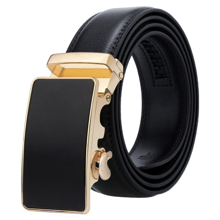 Dandali Casual Men Automatic Buckle Belt Business Soft Leather Pants Band, 110cm