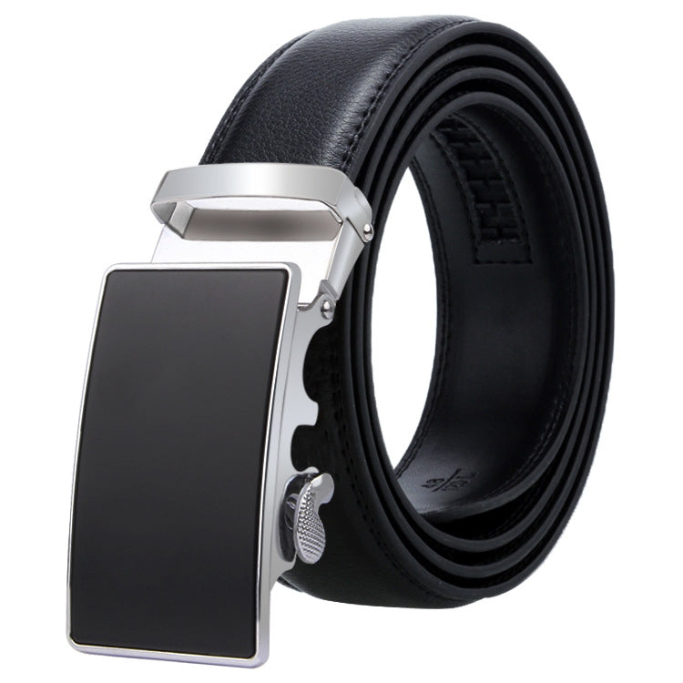 Dandali Casual Men Automatic Buckle Belt Business Soft Leather Pants Band, 110cm