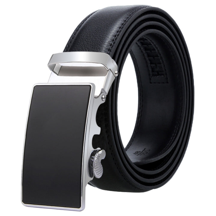 Dandali Casual Men Automatic Buckle Belt Business Soft Leather Pants Band, 110cm