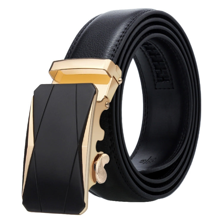 Dandali Casual Men Automatic Buckle Belt Business Soft Leather Pants Band, 110cm