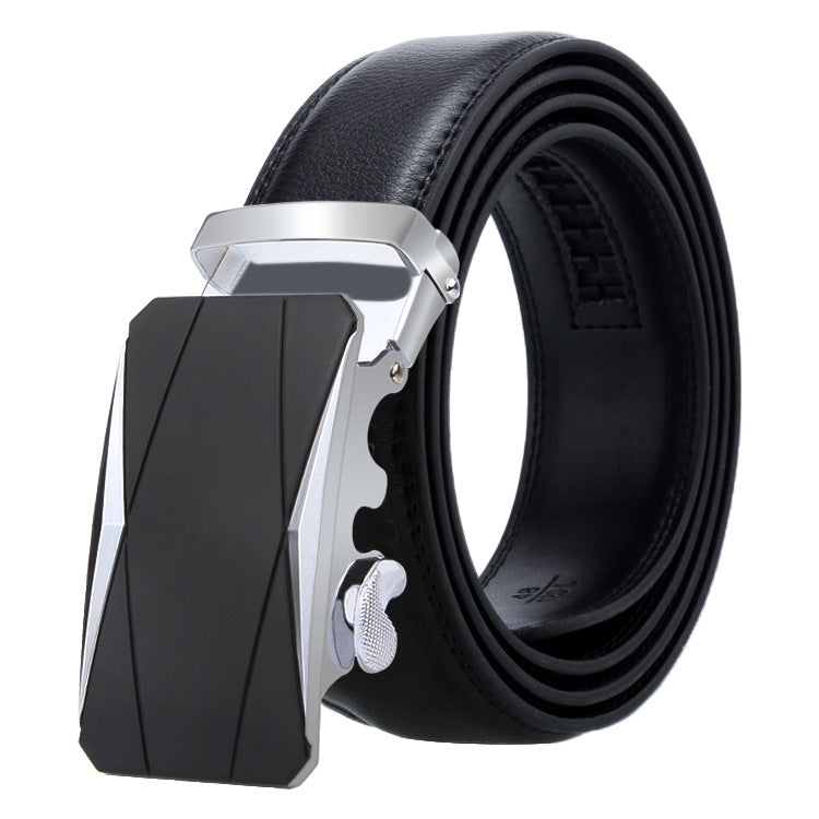 Dandali Casual Men Automatic Buckle Belt Business Soft Leather Pants Band, 110cm