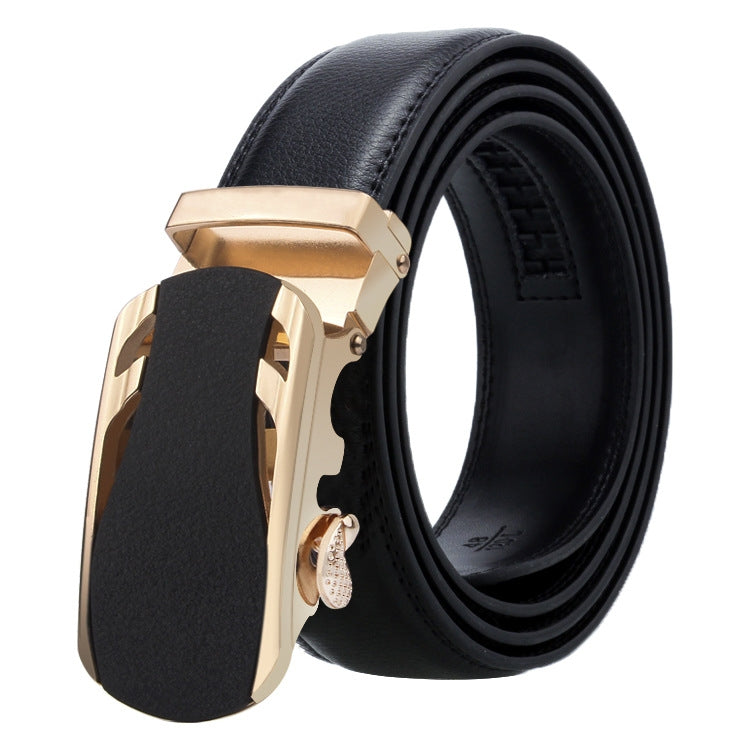 Dandali Casual Men Automatic Buckle Belt Business Soft Leather Pants Band, 110cm