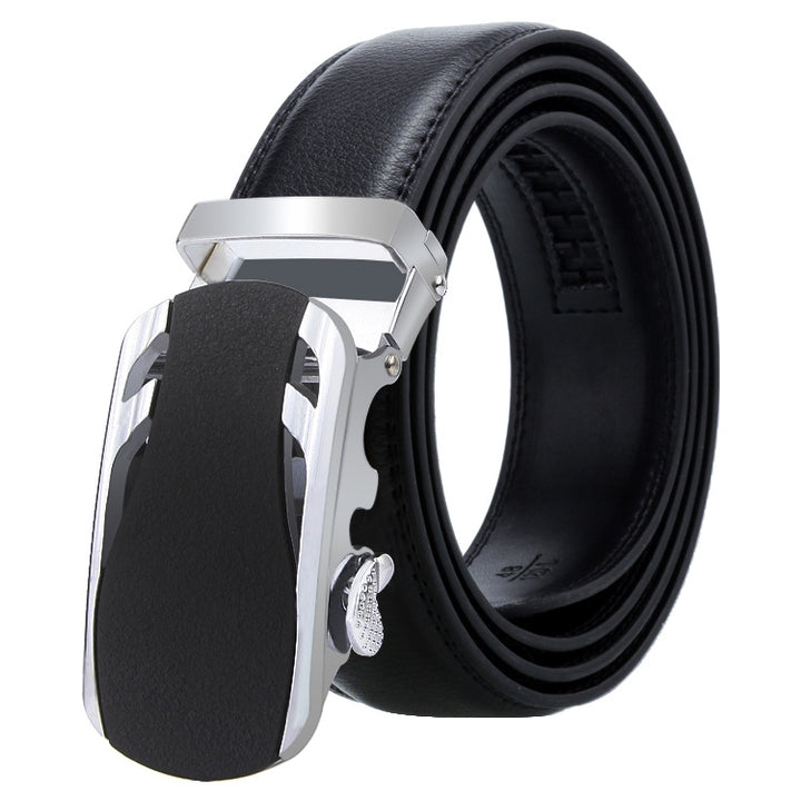 Dandali Casual Men Automatic Buckle Belt Business Soft Leather Pants Band, 110cm