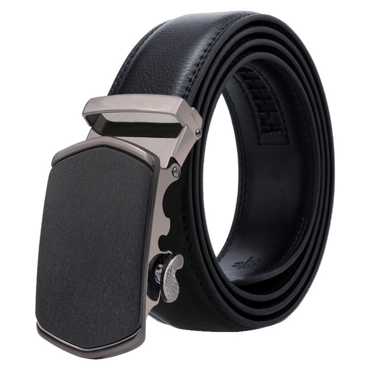 Dandali Casual Men Automatic Buckle Belt Business Soft Leather Pants Band, 110cm