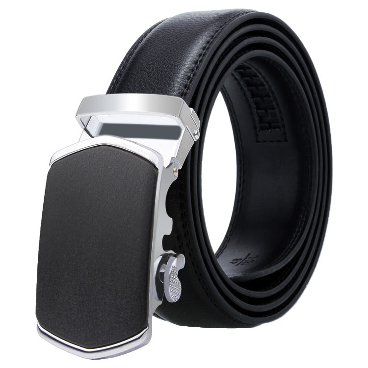 Dandali Casual Men Automatic Buckle Belt Business Soft Leather Pants Band, 110cm