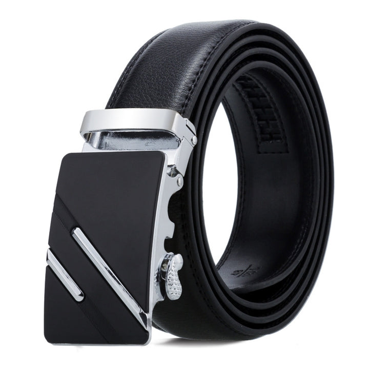 Dandali Casual Men Automatic Buckle Belt Business Soft Leather Pants Band, 110cm