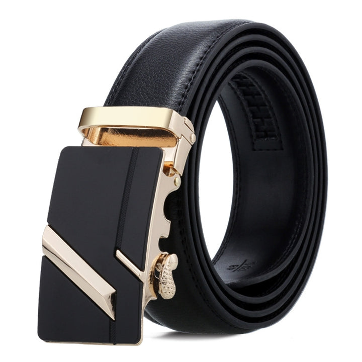 Dandali Casual Men Automatic Buckle Belt Business Soft Leather Pants Band, 110cm