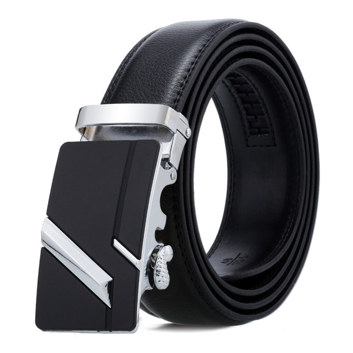 Dandali Casual Men Automatic Buckle Belt Business Soft Leather Pants Band, 110cm