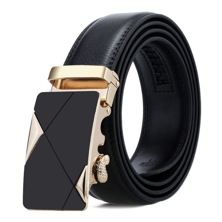 Dandali Casual Men Automatic Buckle Belt Business Soft Leather Pants Band, 110cm