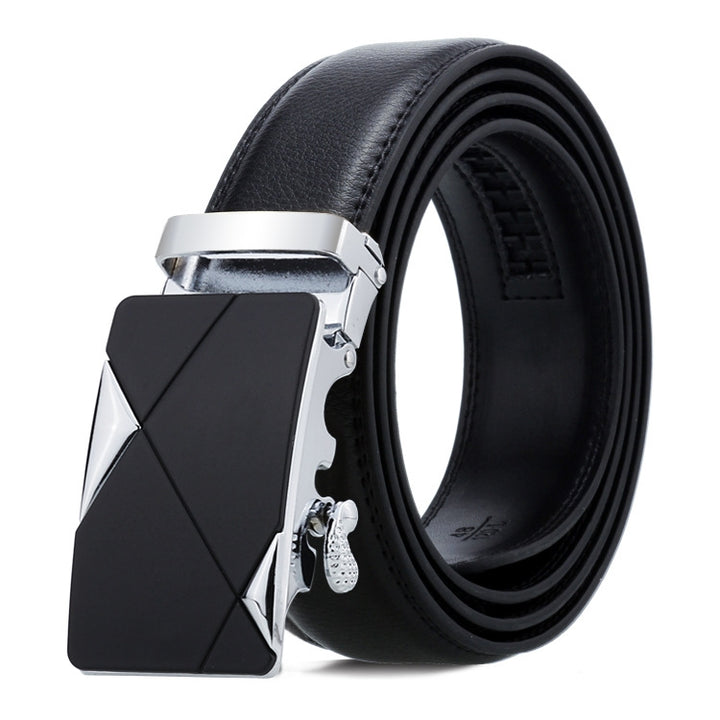 Dandali Casual Men Automatic Buckle Belt Business Soft Leather Pants Band, 110cm