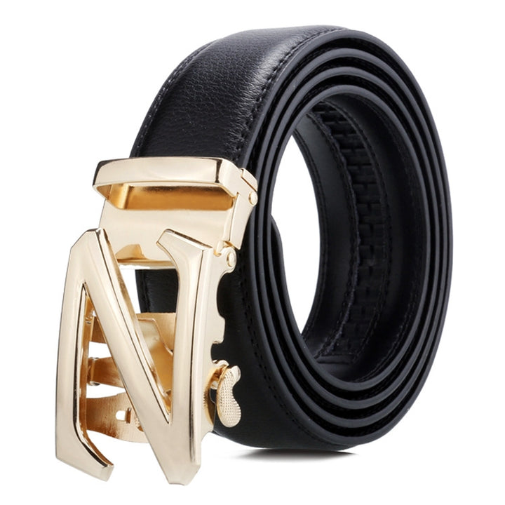 Dandali Casual Men Automatic Buckle Belt Business Soft Leather Pants Band, 110cm