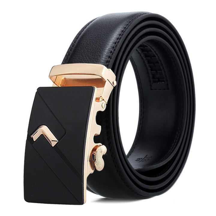 Dandali Casual Men Automatic Buckle Belt Business Soft Leather Pants Band, 110cm