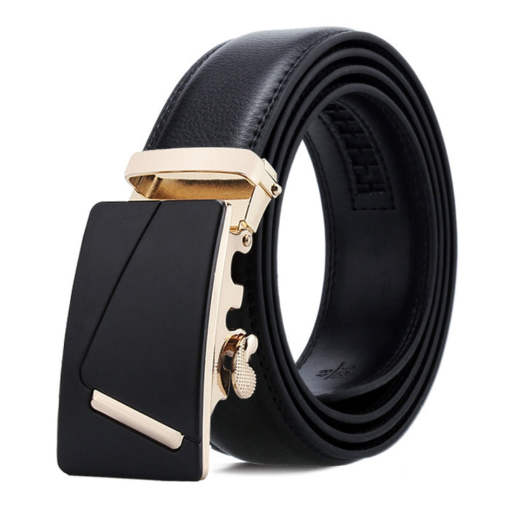 Dandali Casual Men Automatic Buckle Belt Business Soft Leather Pants Band, 110cm