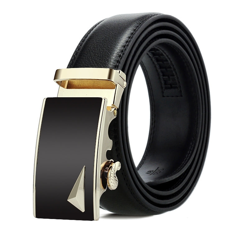 Dandali Casual Men Automatic Buckle Belt Business Soft Leather Pants Band, 110cm