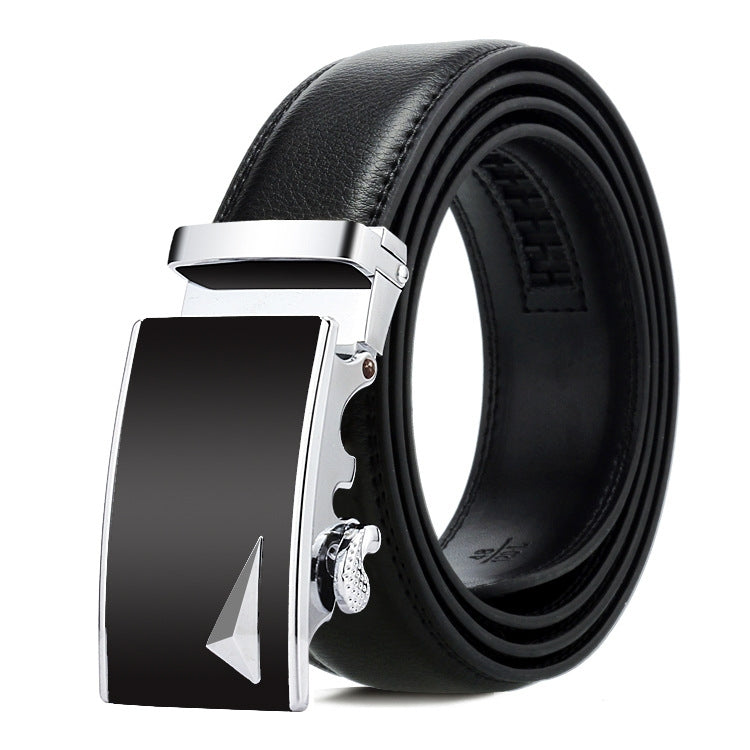 Dandali Casual Men Automatic Buckle Belt Business Soft Leather Pants Band, 110cm