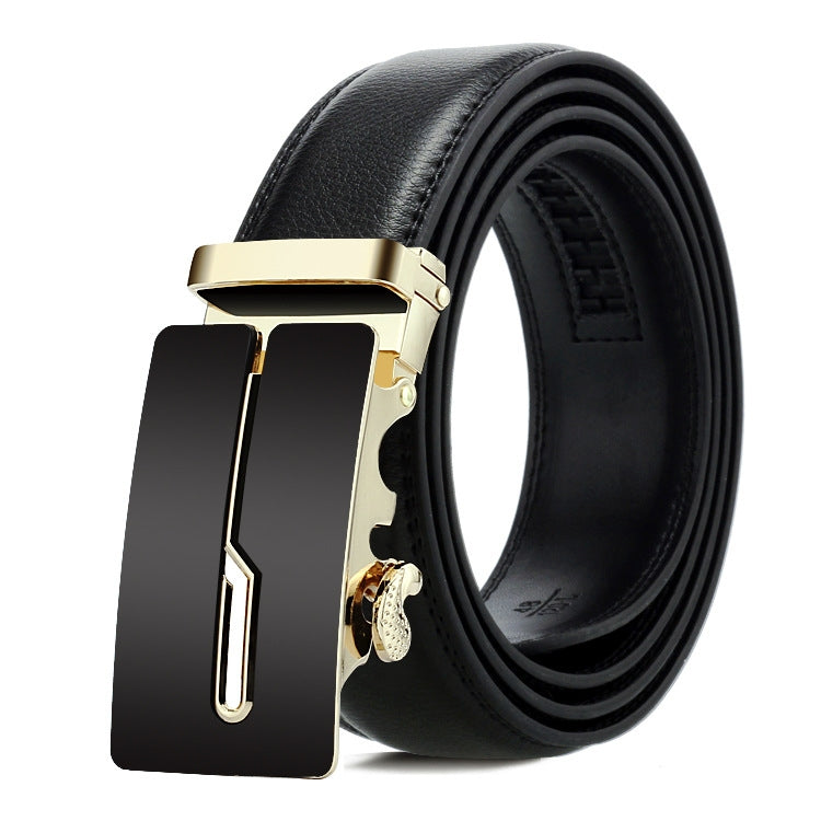 Dandali Casual Men Automatic Buckle Belt Business Soft Leather Pants Band, 110cm