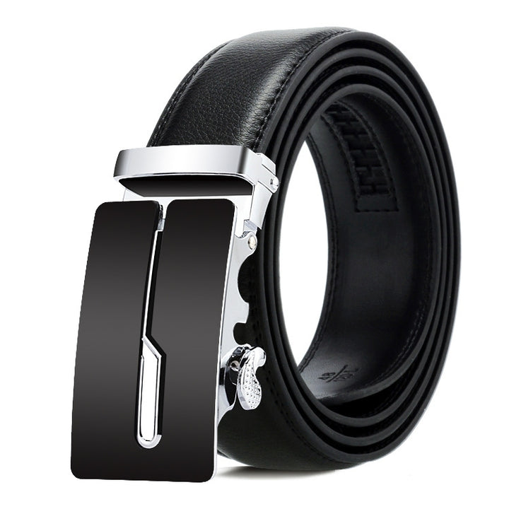 Dandali Casual Men Automatic Buckle Belt Business Soft Leather Pants Band, 110cm