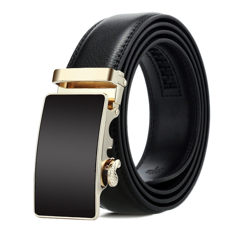 Dandali Casual Men Automatic Buckle Belt Business Soft Leather Pants Band, 110cm